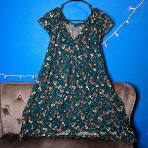 Old Navy NWT SOLD OUT Teal Flutter Sleeve Floral Print Mini Swing Dress